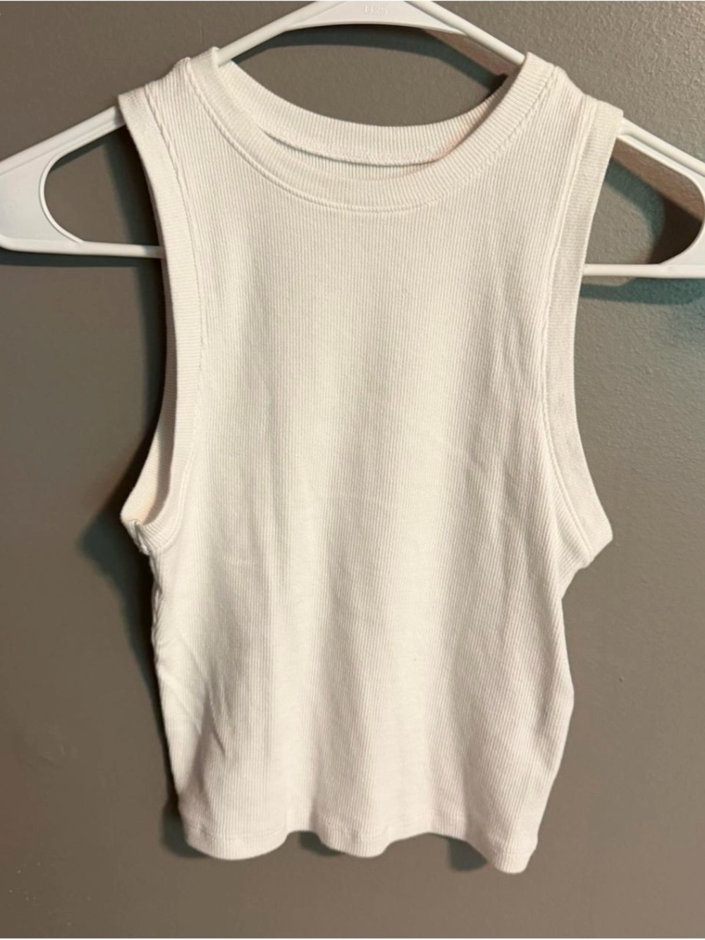 Women's White Ribbed High-Neck Tank